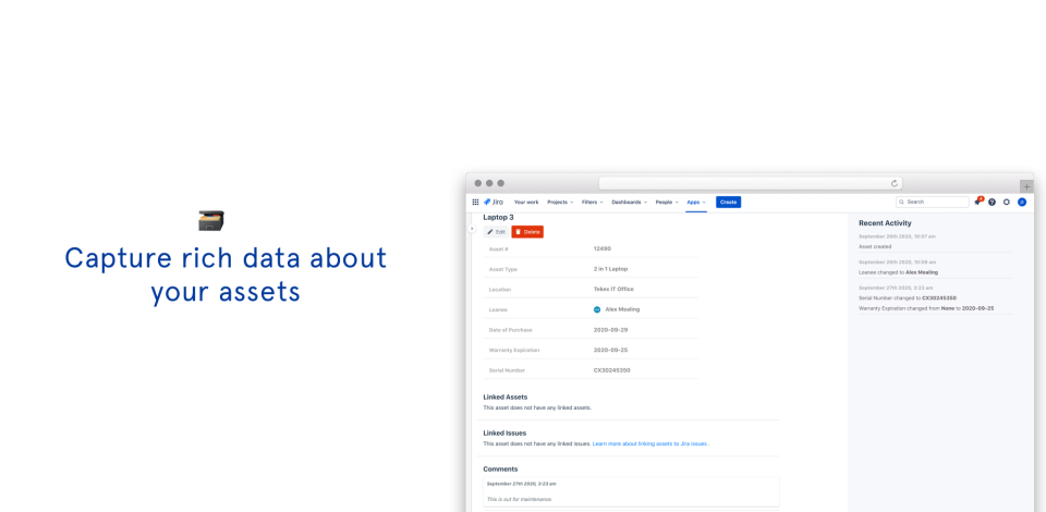 screenshot of Asset Management for Jira